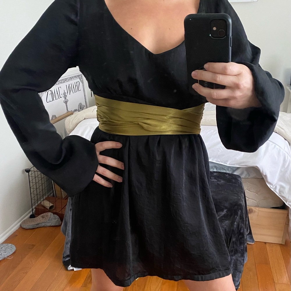 Out With Evie Satin Bell Sleeve Dress (10)